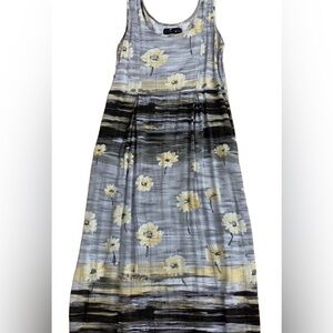 Jams World Vintage Janice Hawaiian Coal Flower Maxi Dress Pocket Size M Tropical